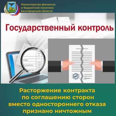 Расторжение контракта по соглашению сторон вместо одностороннего отказа признано ничтожным